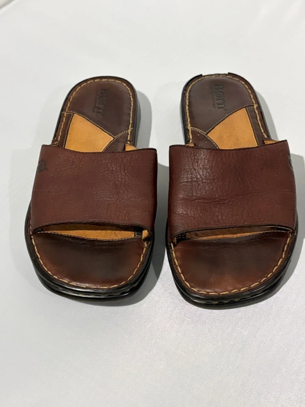 Born Men's Dark Burgundy Leather Slide‎ Sandals